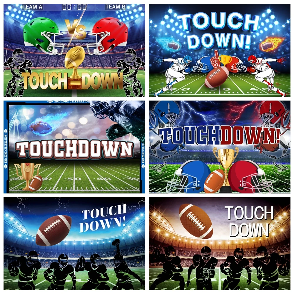 American Super Bowl Backdground Photography Touch Down Rugby Field Sport Stadium Baby Boy Kids 1st Birthday Party Photo Backdrop