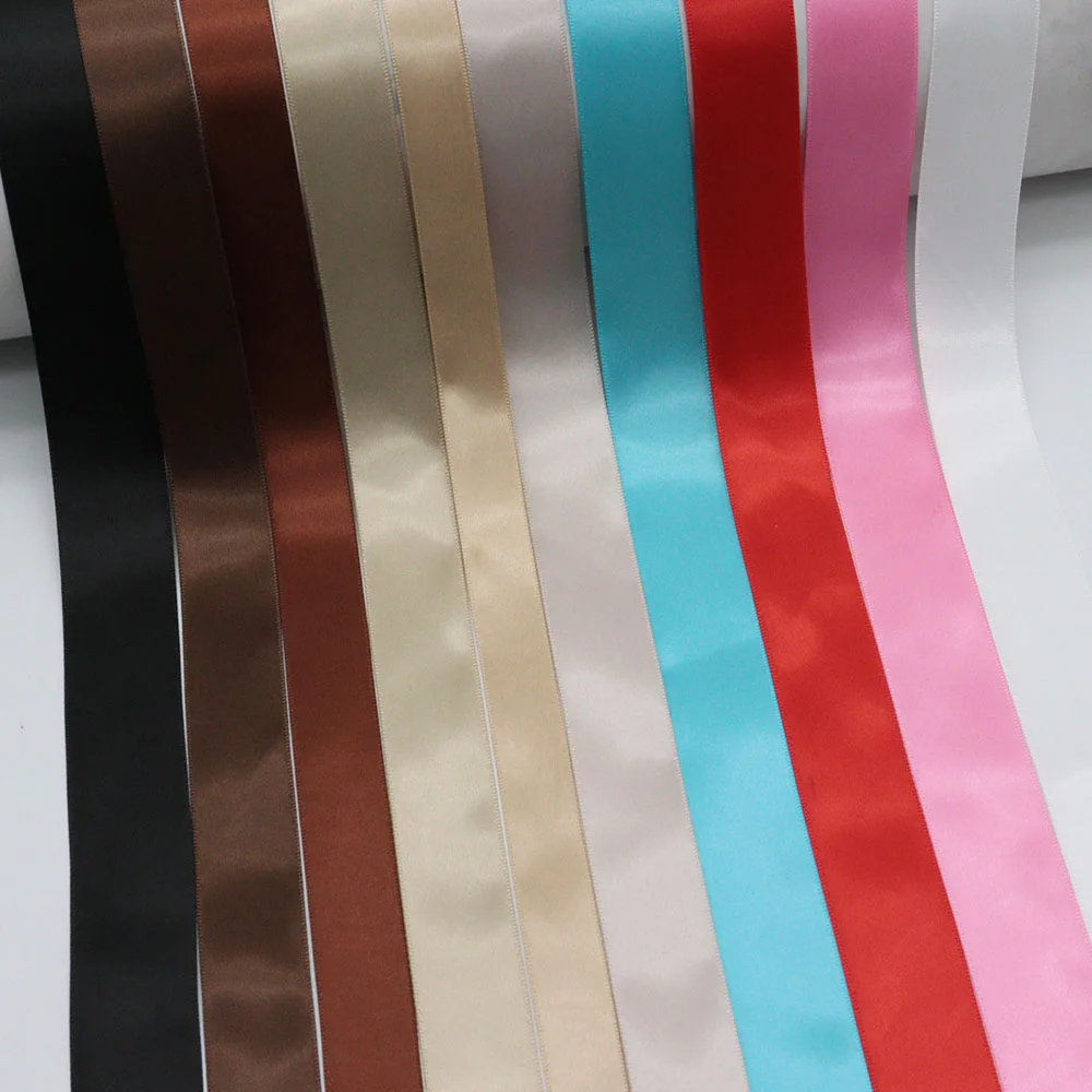 High Quality 196 Colors Solid Color Double Face Polyester Satin Ribbon For Gift Packaging DIY Handmade Wedding Decoration