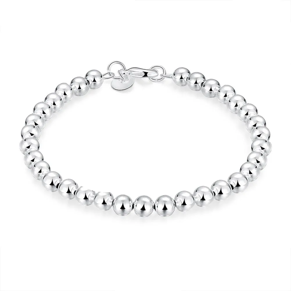 925 Silber Farbe Armband Modeschmuck 4mm Bean Armband Hohlperlen Armband Fabrik Großhandel Qualitätsgeschenke