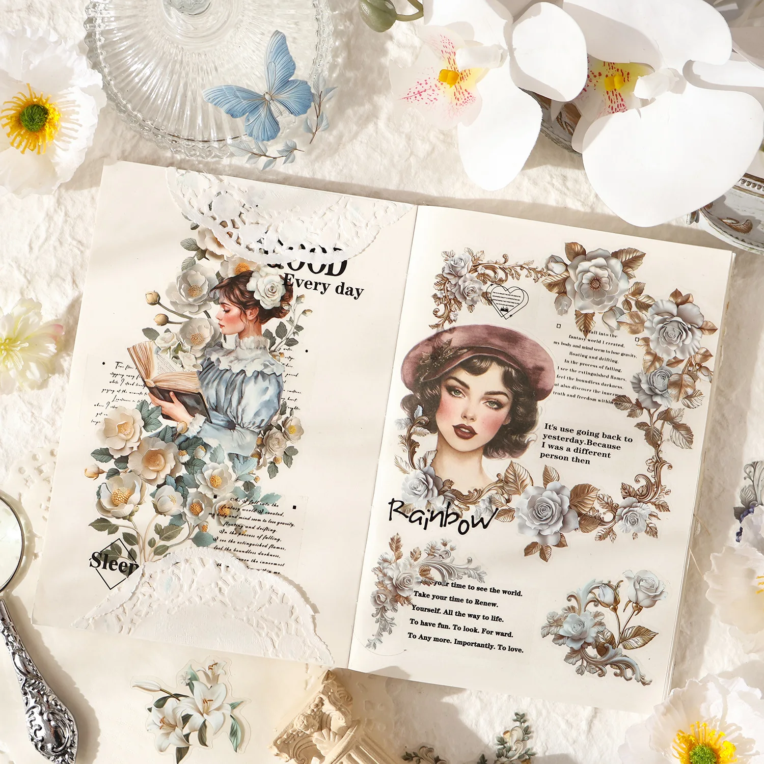 

20 шт./1 лот, кавайные наклейки для скрапбукинга, виноградная лоза, теневая резьба по краям, мусорный журнал, золотой планировщик, канцелярские принадлежности, декоративные