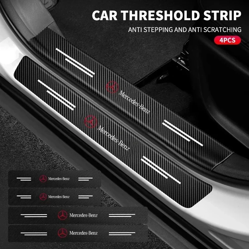 

4pc Car Door Plate Carbon Fiber Threshold Protector Sticker Decals for Mercedes Benz W212 W204 W211W168 W213 W205 W210 W108 W124