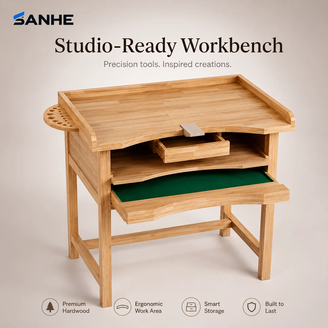 Environmentally Protected Pine Wood Key Feature Woodworking Bench