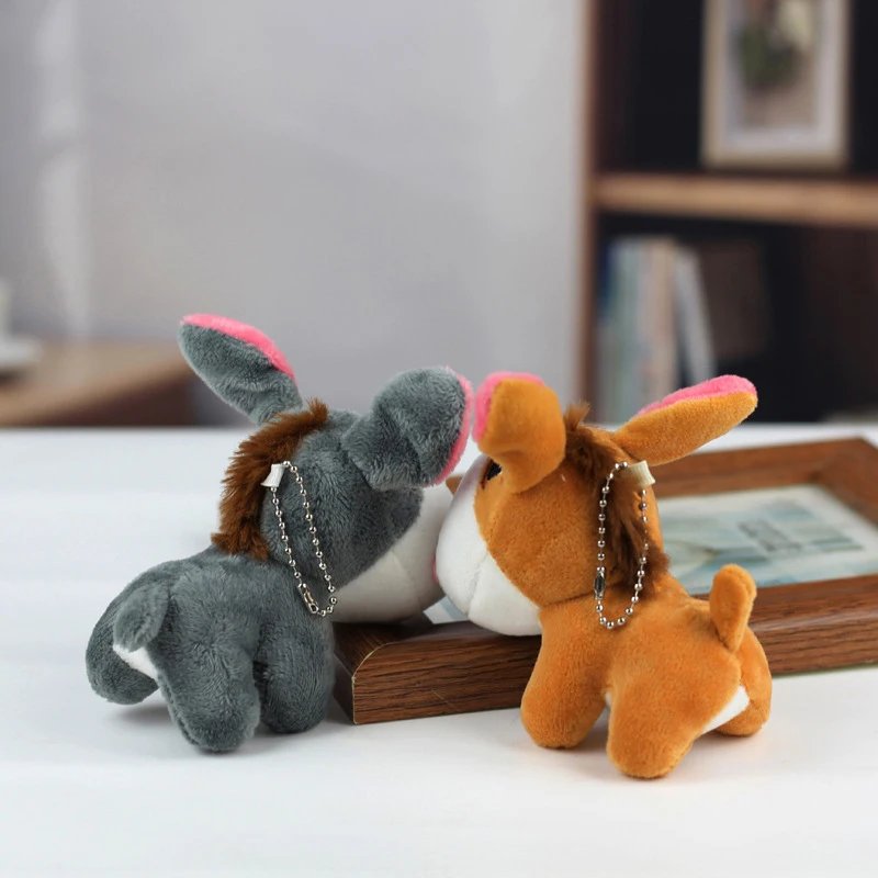 1Pc Cartoon Little Donkey Pony Plush Toy Cute Horse Pendant Soft Stuffed Doll Keychain Backpack Car Bag Key Ring Decor Kid Gift