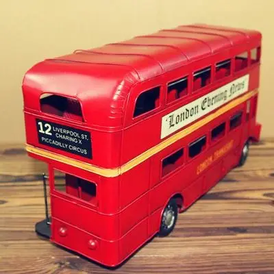 British London Bus Classic London Double Decker Bus Model Handmade Iron Model Home Decoration