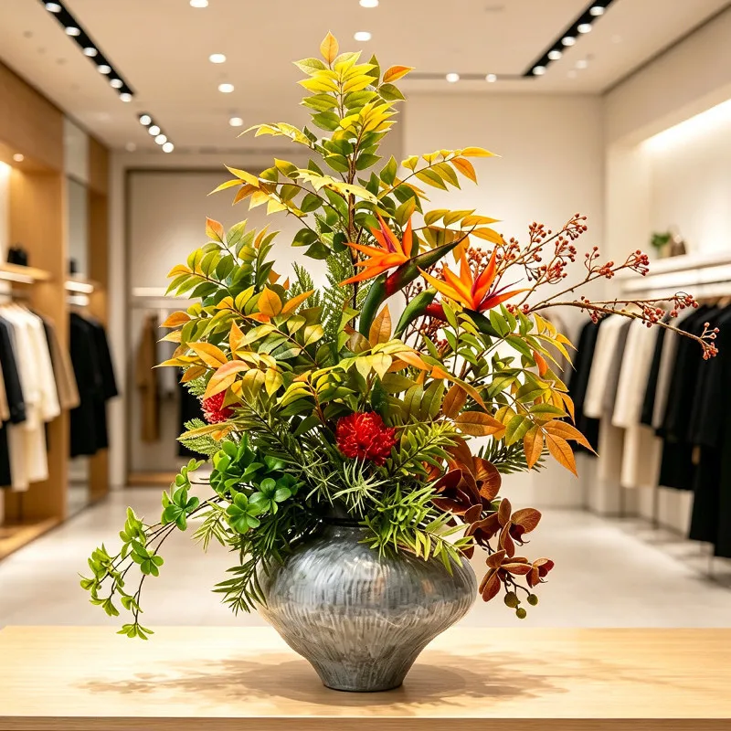 Dining table new Chinese floral arrangement living room simulated flower air conditioner top decorative flower bedroom