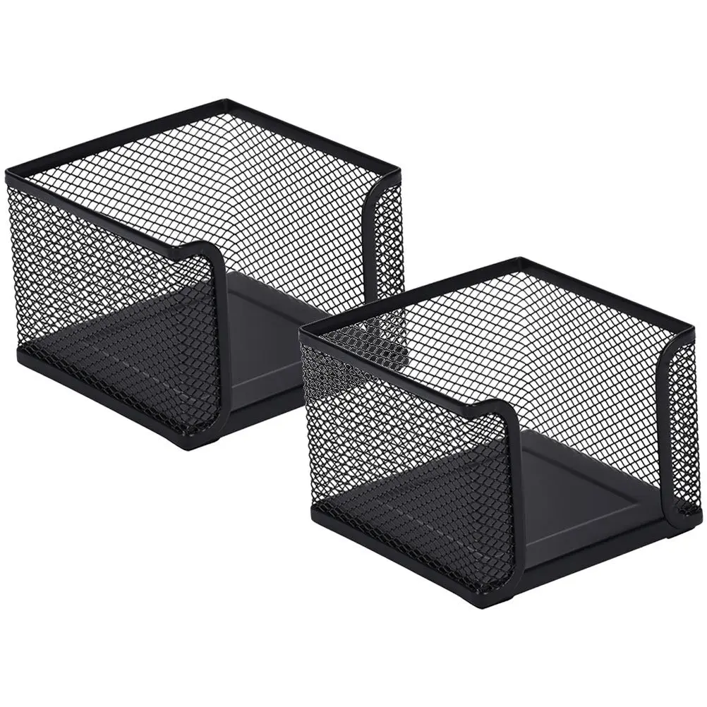 2Pcs Sturdy Metal Memo Papers Holder Desktop Notepad Dispenser Small Exquisite Organizer for Scissors Cards Pads Office Supplies