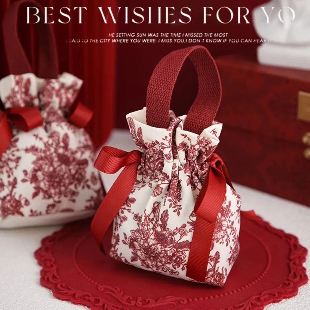 Bolsa de dulces de boda, bolsas de dulces con cordn, bolsa de ceremonia con lazo, bolsa de azúcar con apertura ajustable para decoracin de boda, 5 uds.