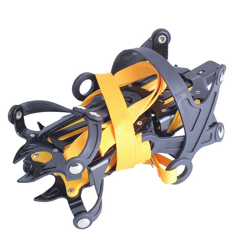 

1 Pair Mountaineering Cleats Stainless Steel 10 Teeth Snow Grips Crampons Anti-Slip with Carry Bag Adjustable for Men and Women