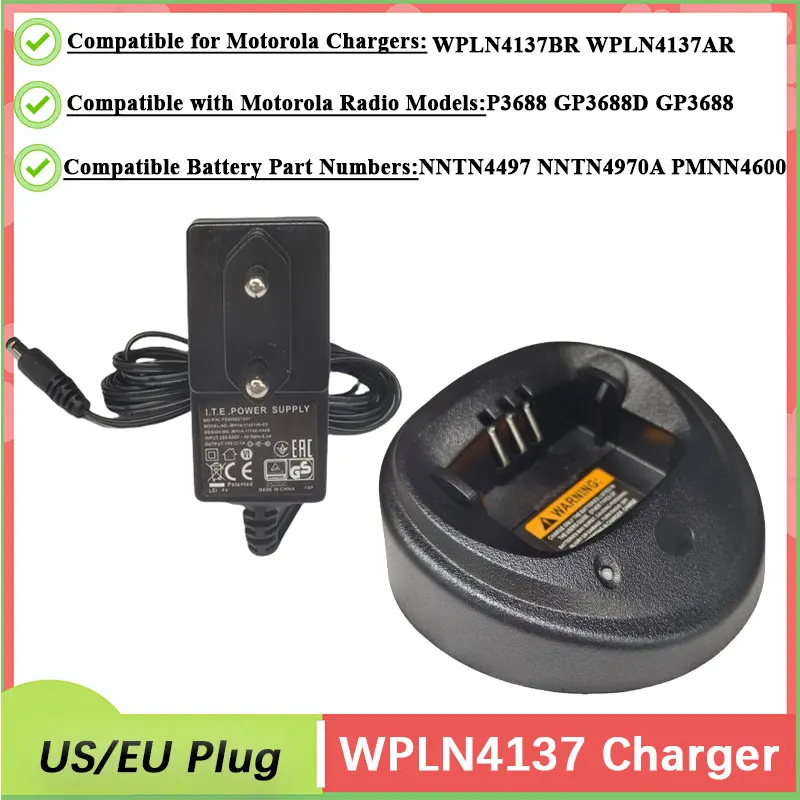 WPLN4137 Battery Charger NNTN4497 Charger Base Compatible with Motorola GP3688 GP3188 XIRP3688 NNTN4851 Two Way Radios Accessory