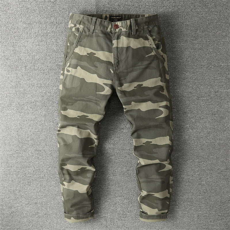 Men's Autumn Casual Pants Tactical Camouflage Cargo Pants Fashion Full Length Trousers Working Pants Outdoor Pants