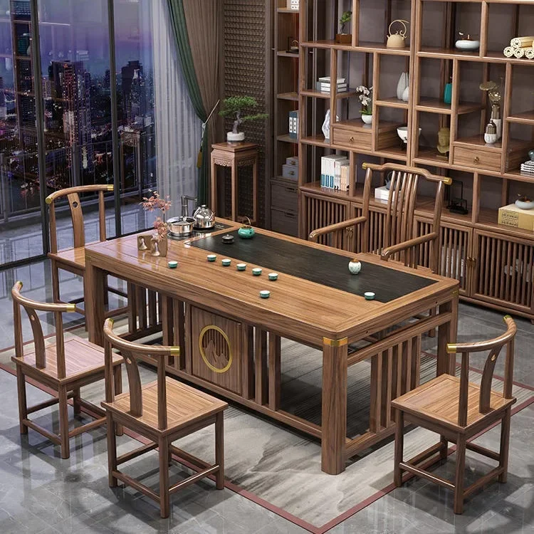 

Solid wood, tea table and chair combination, new Chinese style, tea table, office, coffee table