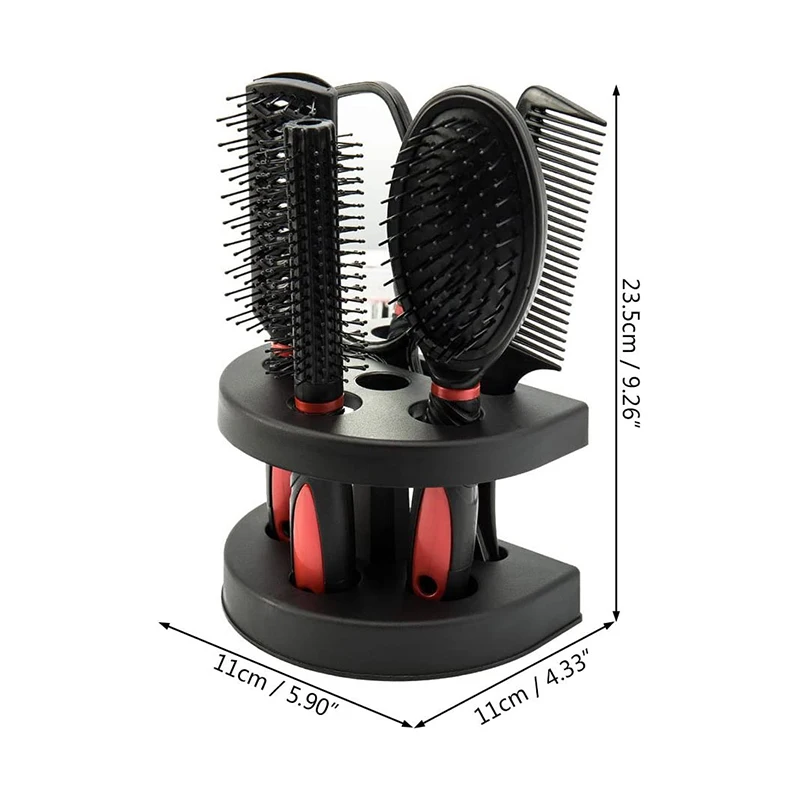 5-Pack Comb Brush Set with Mirror Hair Brush Holder Professional Massage Comb Cosmetic Hair Styling Tool Set