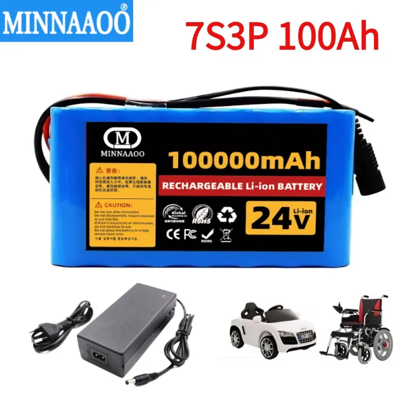 🔥 جديد 7S3P 18650 29.4 فولت 100000 مللي أمبير بطارية ليثيوم أيون حزمة للكراسي المتحركة قوة بطارية ليثيوم أيون بديلة + شاحن 2A