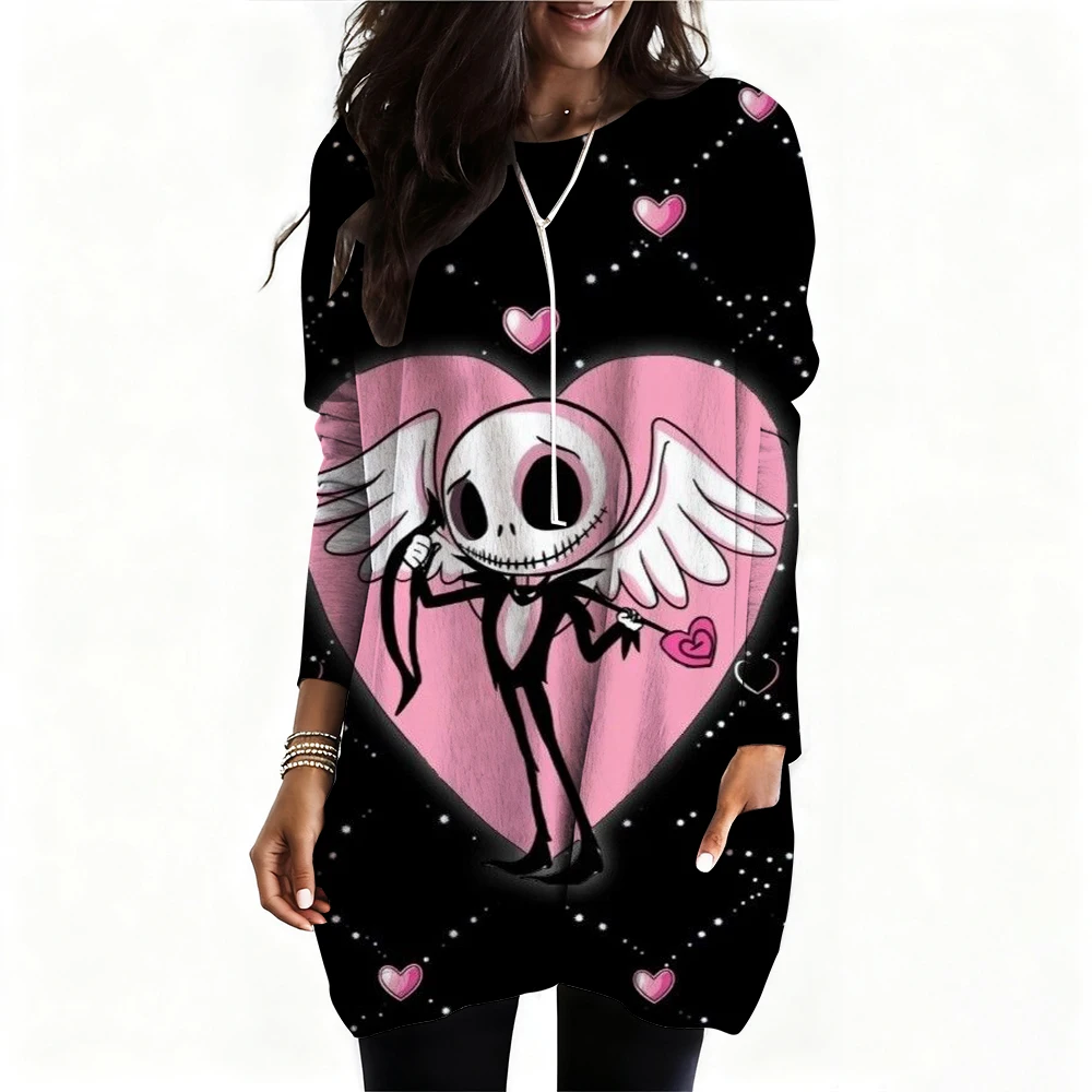 

Women's Casual T-shirt The Nightmare Before Jack Skellington Retro Elegant Long Sleeves Women's Fashion Pullover Long Sleeve