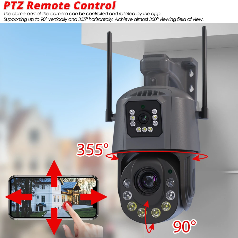 Imagem -02 - Câmera de Vigilância Inteligente Ptz sem Fio ao ar Livre Zoom Óptico 50x Câmera Dupla Wifi Detecção de Movimento Cctv Produto de Segurança 360 Ptz