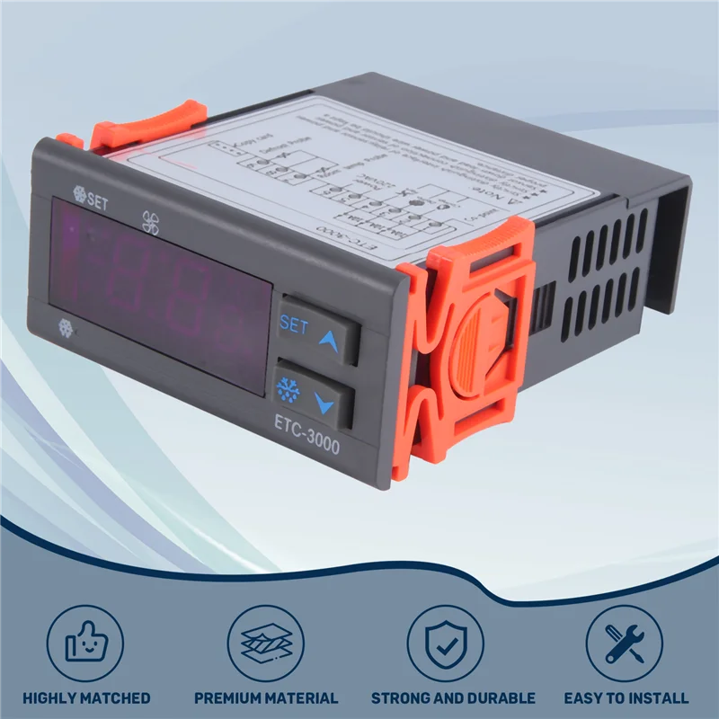 Abzw ETC-3000 mini controlador de temperatura geladeira termostato regulador termorregulador ntc sensor duplo 220v 40% de desconto