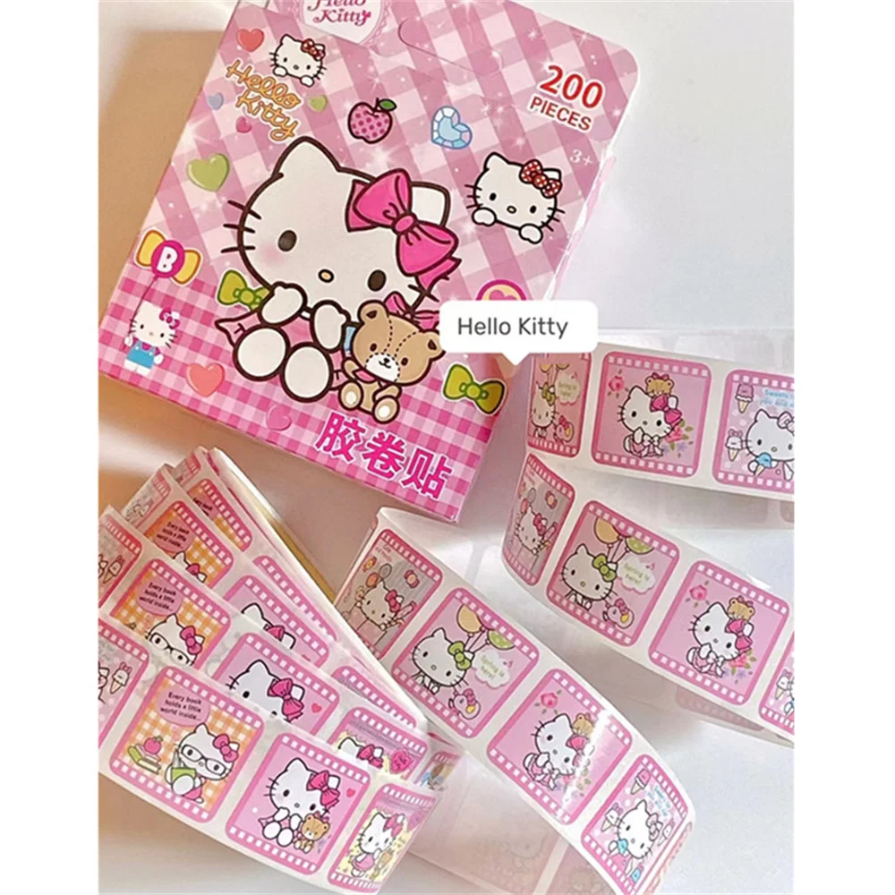 200Pcs/Box Sanrio Cartoon Pull Out Stickers Hello Kitty Kuromi Melody Cinnamoroll Sticker Girl Boy Teacher Reward Toys Gift