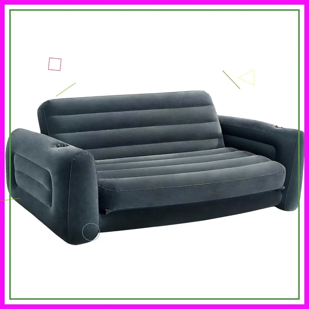 أريكة قابلة للسحب قابلة للنفخ: سطح مخملي، صمام 2 في 1، حامل أكواب، يتحول إلى سرير كوين #1