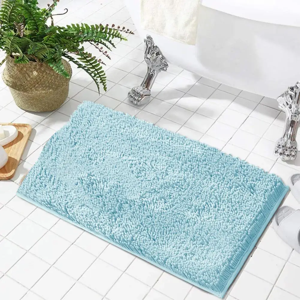 40x60CM Chenille Bath Mat Rectangle Solid Color Anti-slip Thick Soft Shaggy Super Water Absorbent Shower Floor Rug Pad Bathroom