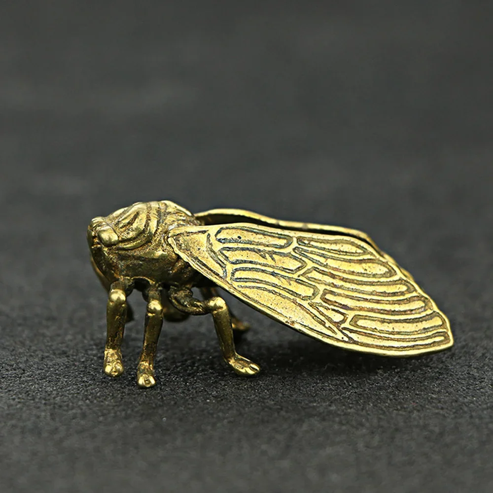 1*Handmade Creative Pure Brass Cicada Ornament Animal Small Statue Figurine Miniature Home Office Store Decoration