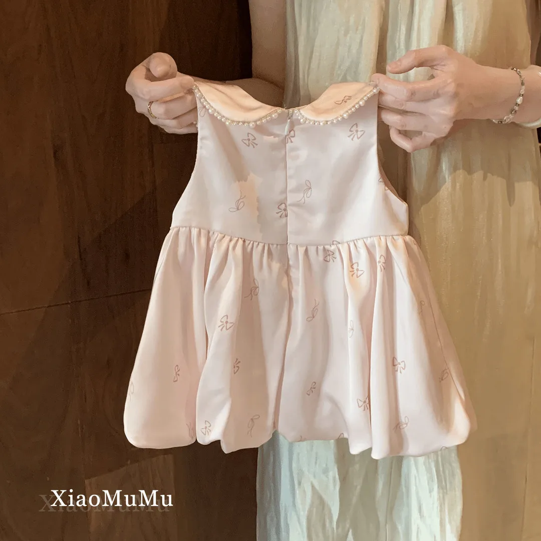 Princess Style Butterfly Knot Vest Dress for Baby Girls Summer New Fashion Children's Dress Elegant Princess Costume for Kids