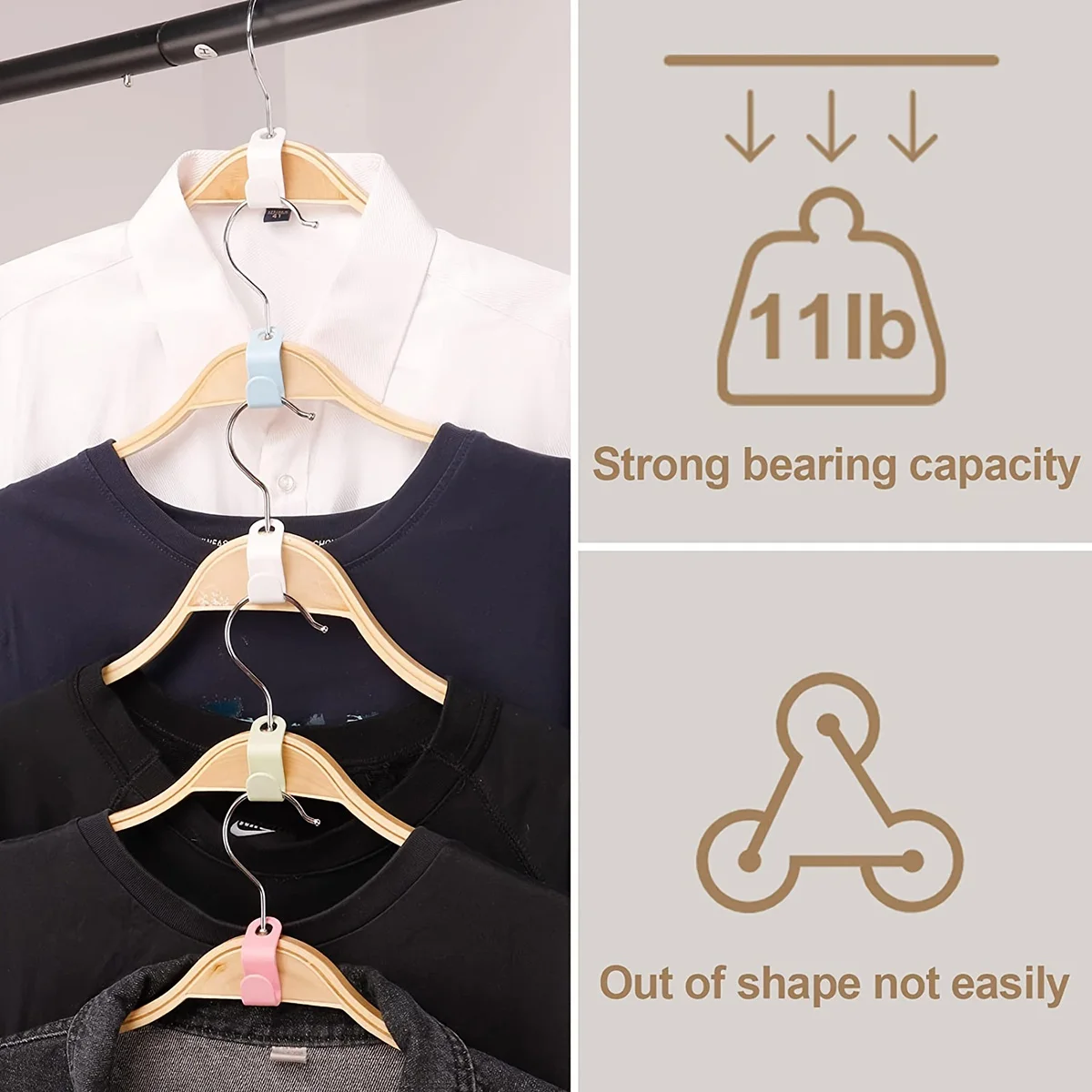 60 pieces hanger hooks,magic hanger hooks,heavy duty cascade connection hooks,space saving hanger extension clips