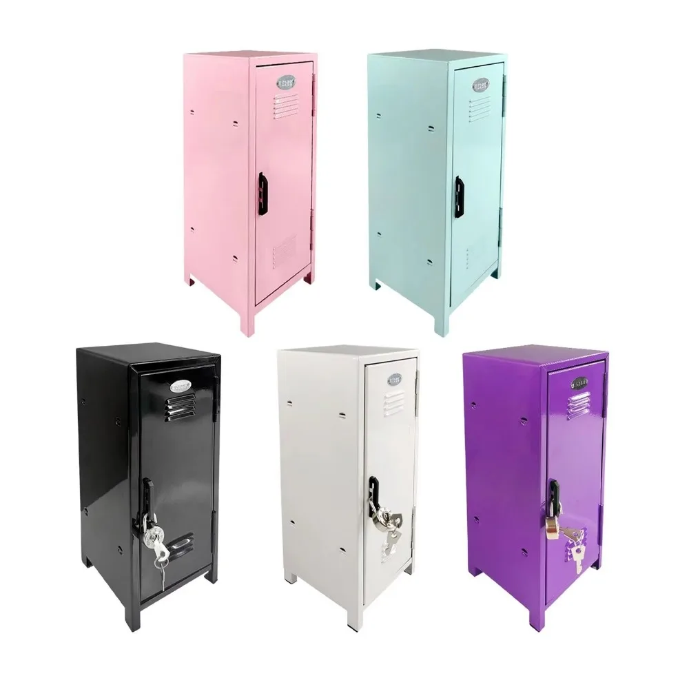 New Mini Makeup Storage Box Iron Large Space Vertical File Cabinet with Lock Piggy Bank Desktop Storage