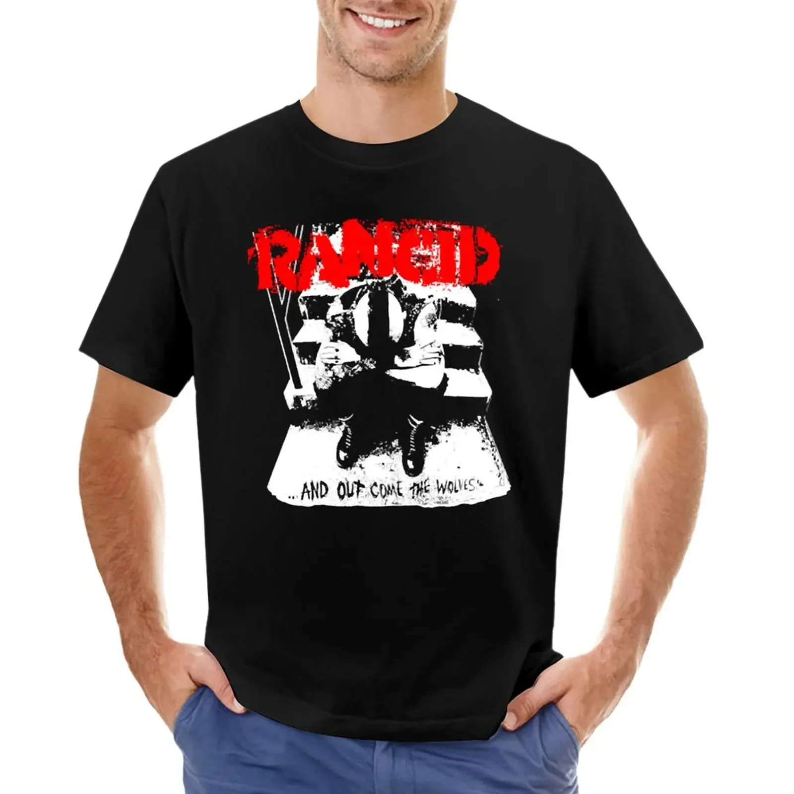 Rancid And Out Come The Wolves Official Merchandis T-Shirt boys animal print shirt Blouse mens graphic t-shirts funny