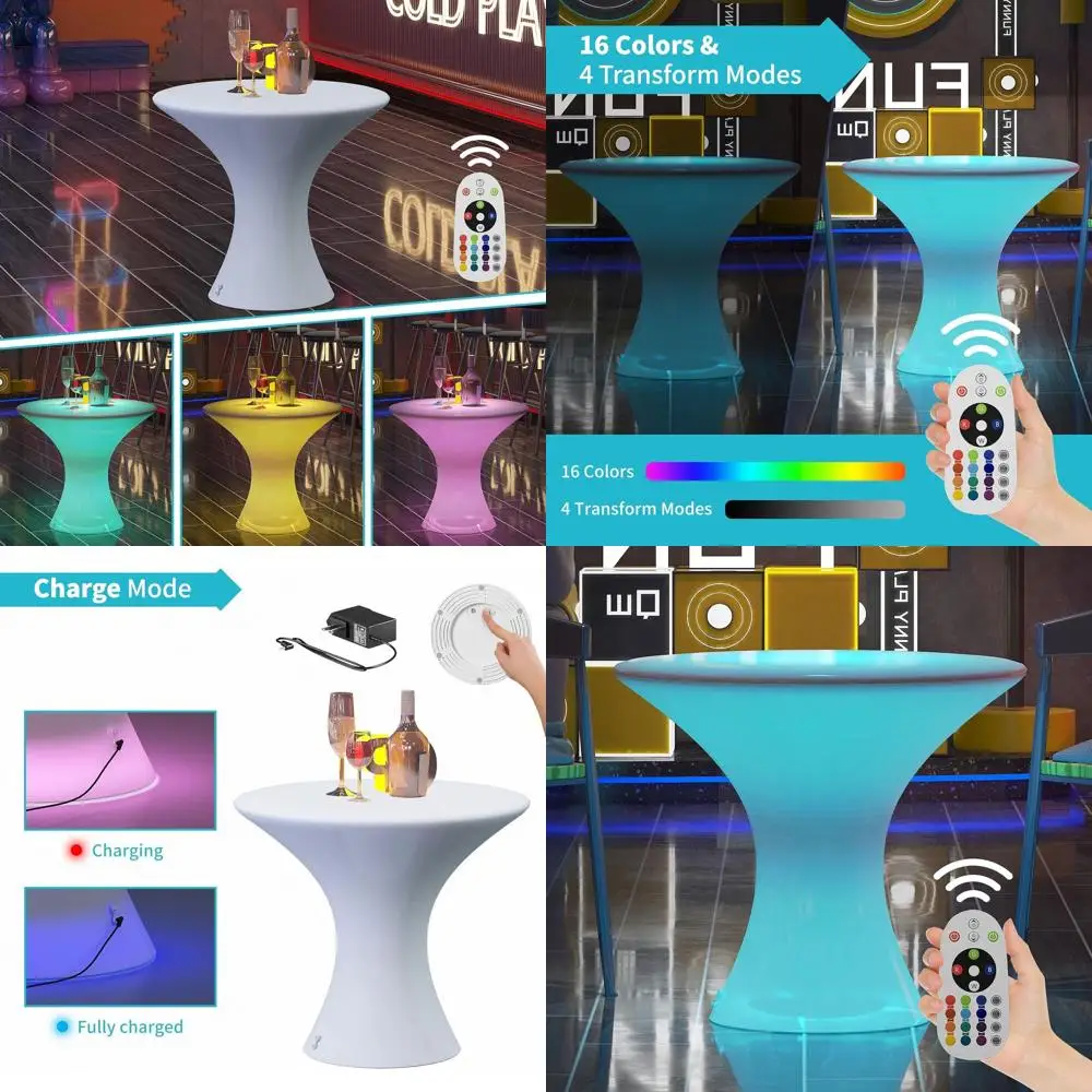 

Портативный 18-цветный светодиодный столик с RGB-подсветкой, пультом дистанционного управления и водонепроницаемостью для вечеринок и баров