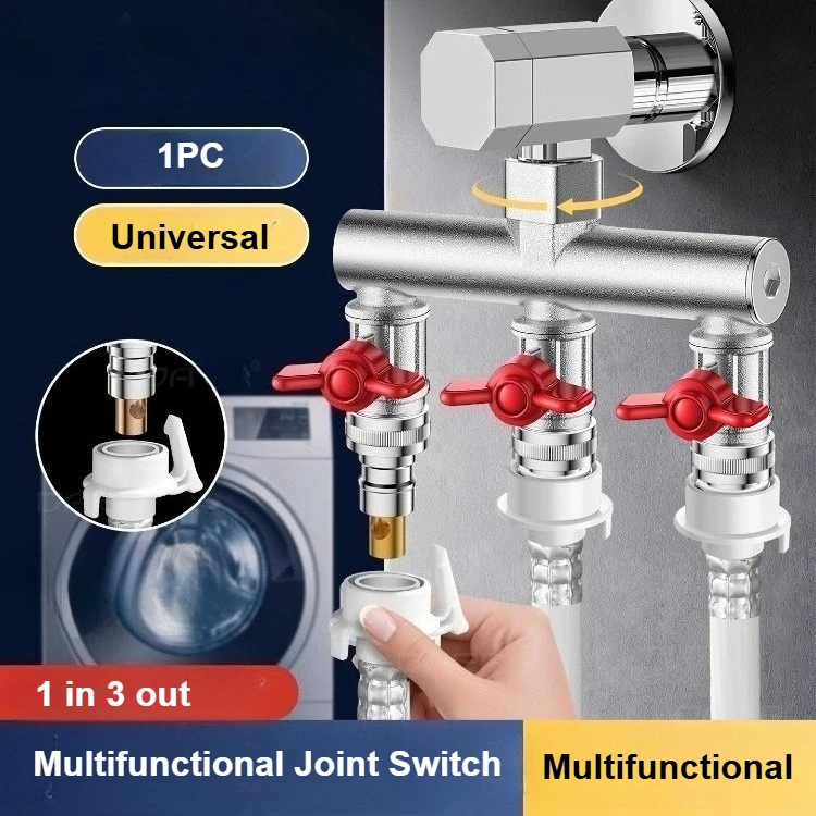 

Угловой клапан для унитаза, многофункциональный шарнирный переключатель, четырехходовой клапан распределения воды, аксессуары для ванной комнаты, бытовой 1 шт.