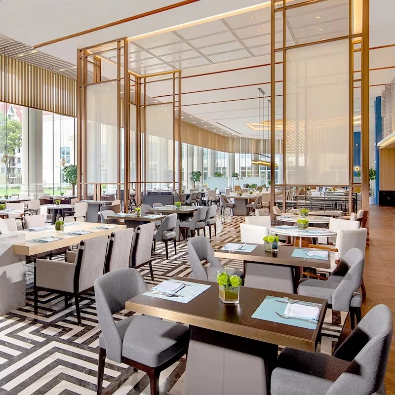 Luxury Custom Wood Interior Design Solutions for Hilton Marriott Hotels Five Star Hotel Lobby Restaurant Sets One-stop Service
