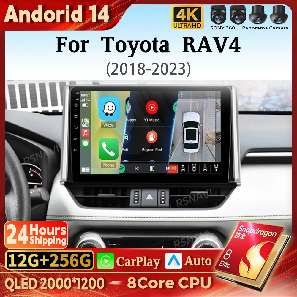 

Android 14 Carplay Auto 2K Screen Car Radio Multimedia Player For Toyota RAV4 XA50 2018 - 2020 Autoradio Stereo Snapdragon DSP