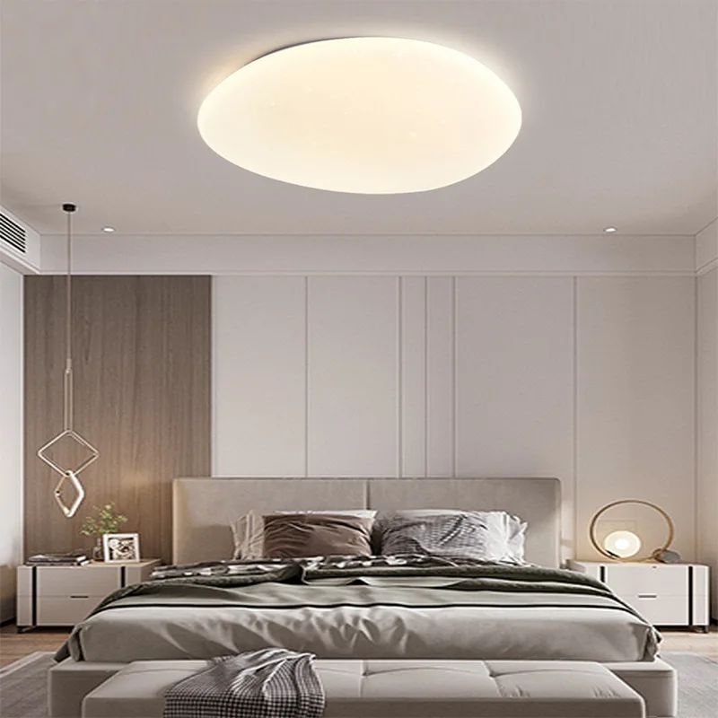White Pebbles Acrylic Ceiling Lamp Nordic Modern Minimalism Living Room Bedroom Restaurant Ceiling Light Atmosphere Luster LED