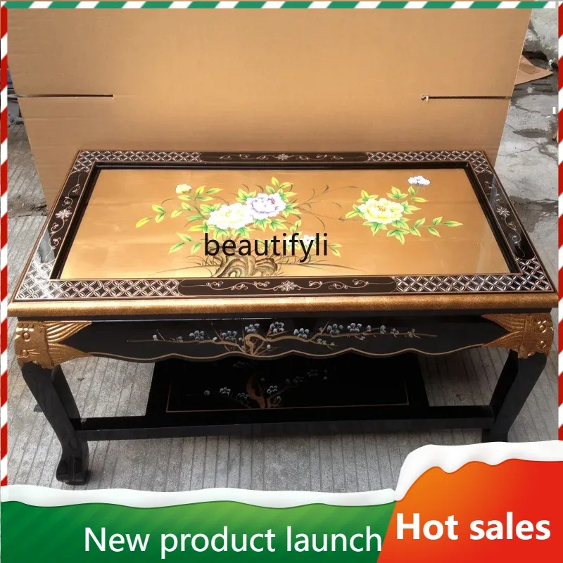 

F56 Painted Furniture Large Coffee Table Living Room Glossy Lacquer Solid Wood Coffee Table