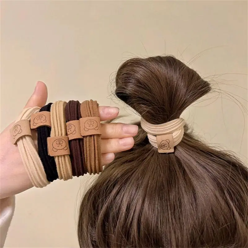 Elastic Rubber Band Hair Rope para menina Linha fina simples, Cartoon Bear Styling Design, High Headline Fashion