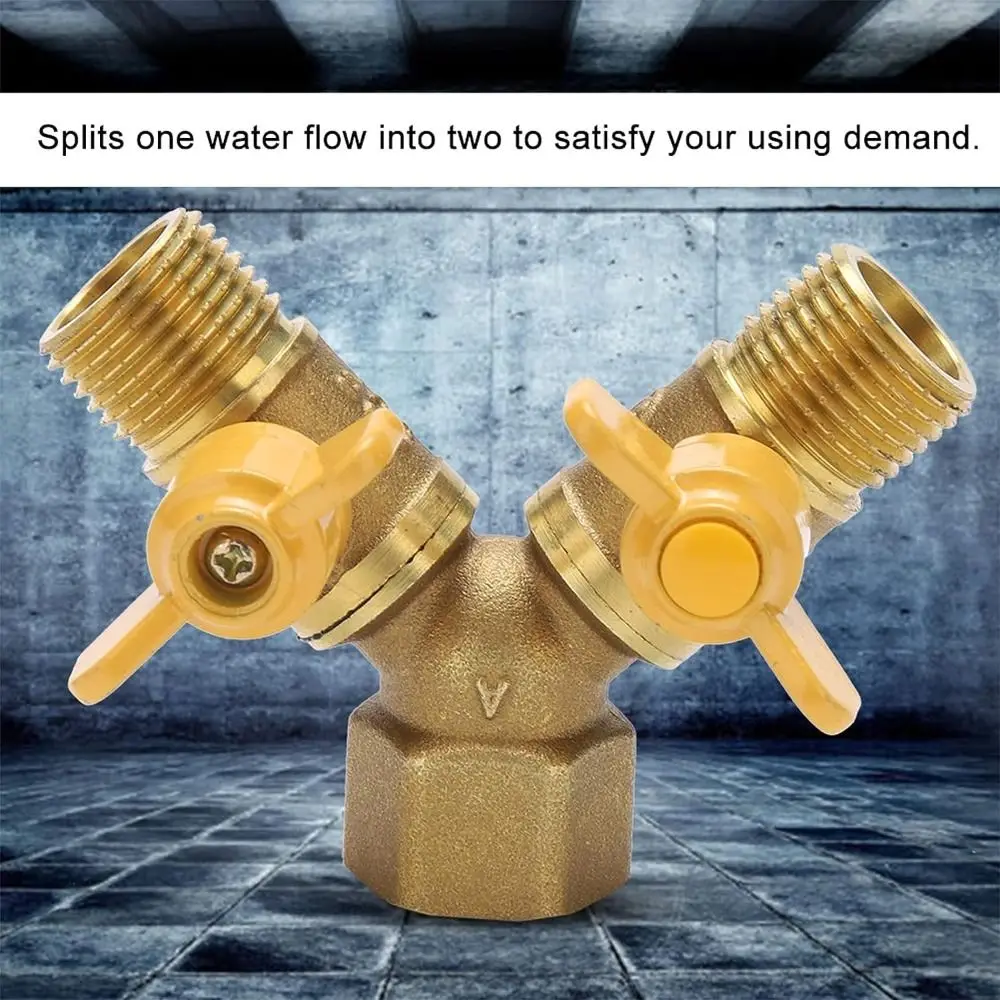 Brass Y Valve Durable 2 Way Y Shape Connectors Water Splitter