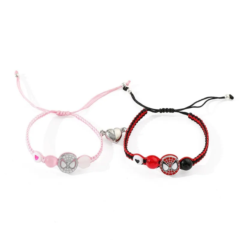 

Spider Man Cartoon Anime Creative Alloy Jewelry Hand Woven Rope Fashion Versatile Couple Magnetic Jewelry Festival Gift