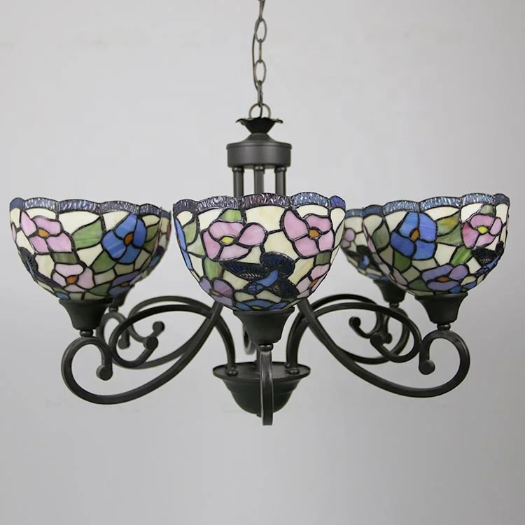 Art Glass Lighting - Elegant Hummingbird and Floral Stained Glass Pendant for Luxurious Settings