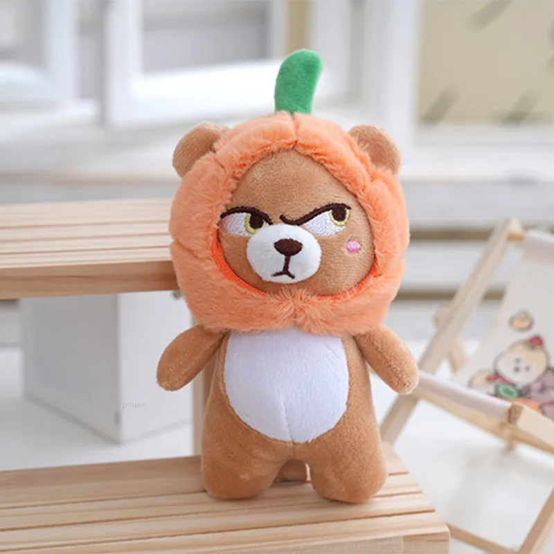 Porte-clés en peluche ours en colère, capuche citrouille de 14cm, breloque de sac, accessoires de sac à dos amusants pour fille et garçon, cadeau pour décoration d'halloween