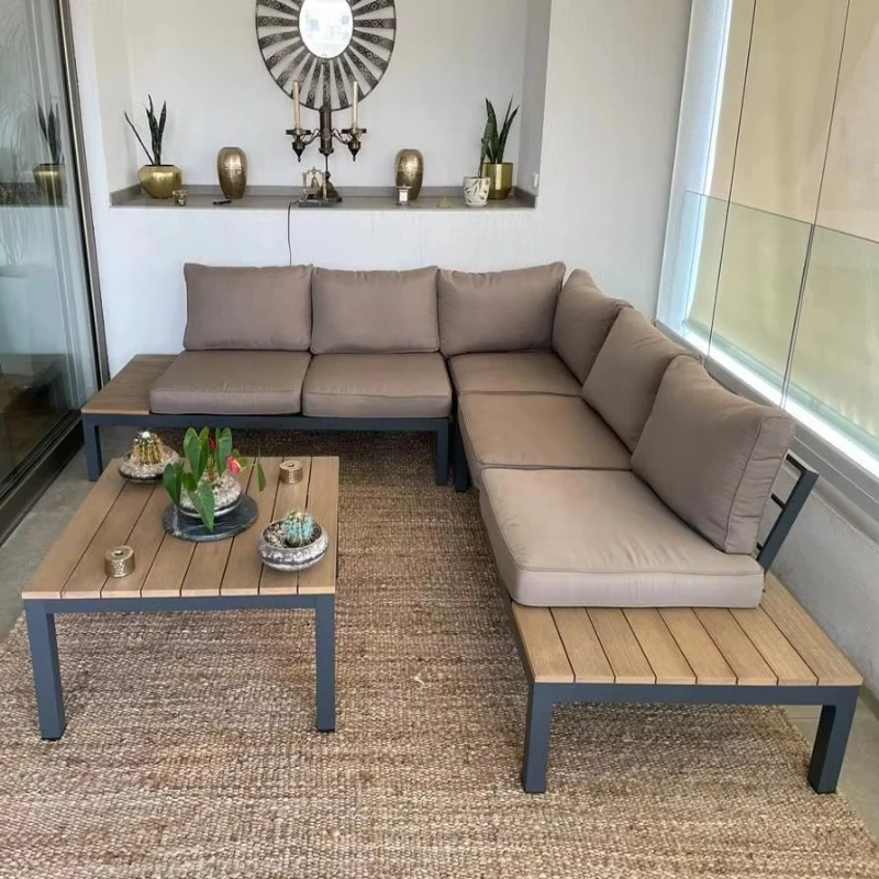

Modern L-shaped aluminum outdoor combination sofa patio garden furniture