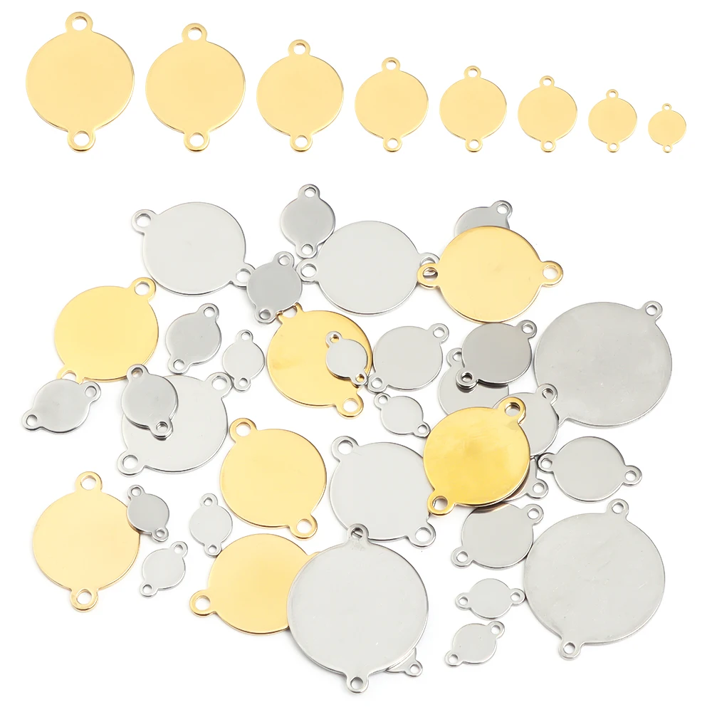 10Pcs Stainless Steel Blank Pendant Multi Size Round Disc Pendant For DIY Logo Hanging Tag Necklaces Jewelry Making Supplies