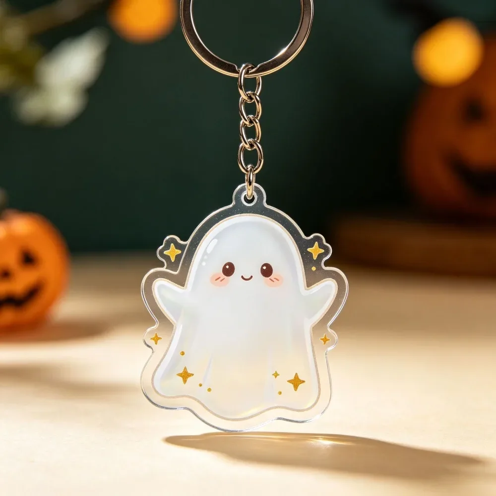 2026-Halloween Haunted House Acrylic Keychain Black Cat Spooky House Key Ring Bag Pendant Halloween Party Gift - view 4
