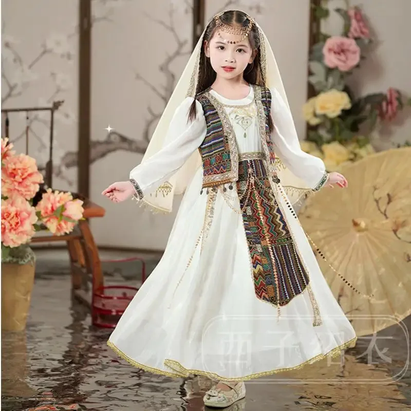 

qq023Ancient Girls' Western Regions Style Children's Clothing Yunnan Travel Photography Princess Dress