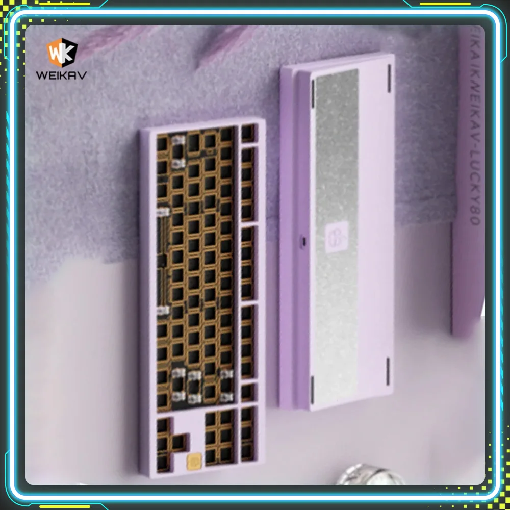 

Рекламные продукты Weikav Lucky80 Фиолетовые комплекты игровых клавиатур из алюминиевого сплава Беспроводная трехрежимная пользовательская клавиатура Комплект подарков для ПК