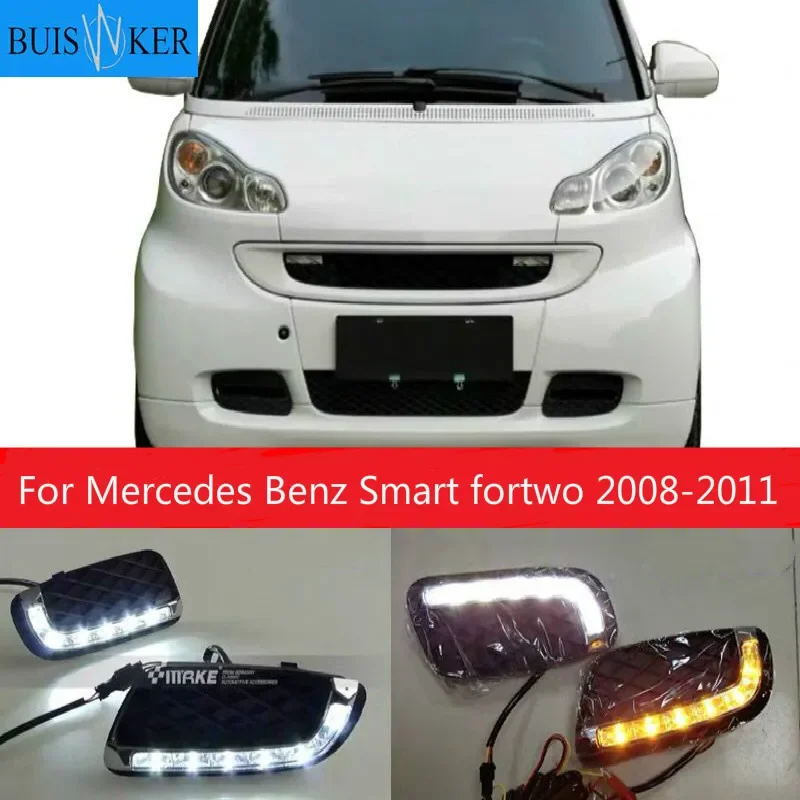 

2 шт. DRL для Mercedes Benz Smart fortwo 2008 2009 2010 2011 дневные ходовые огни противотуманная фара крышка автомобильного стайлинга