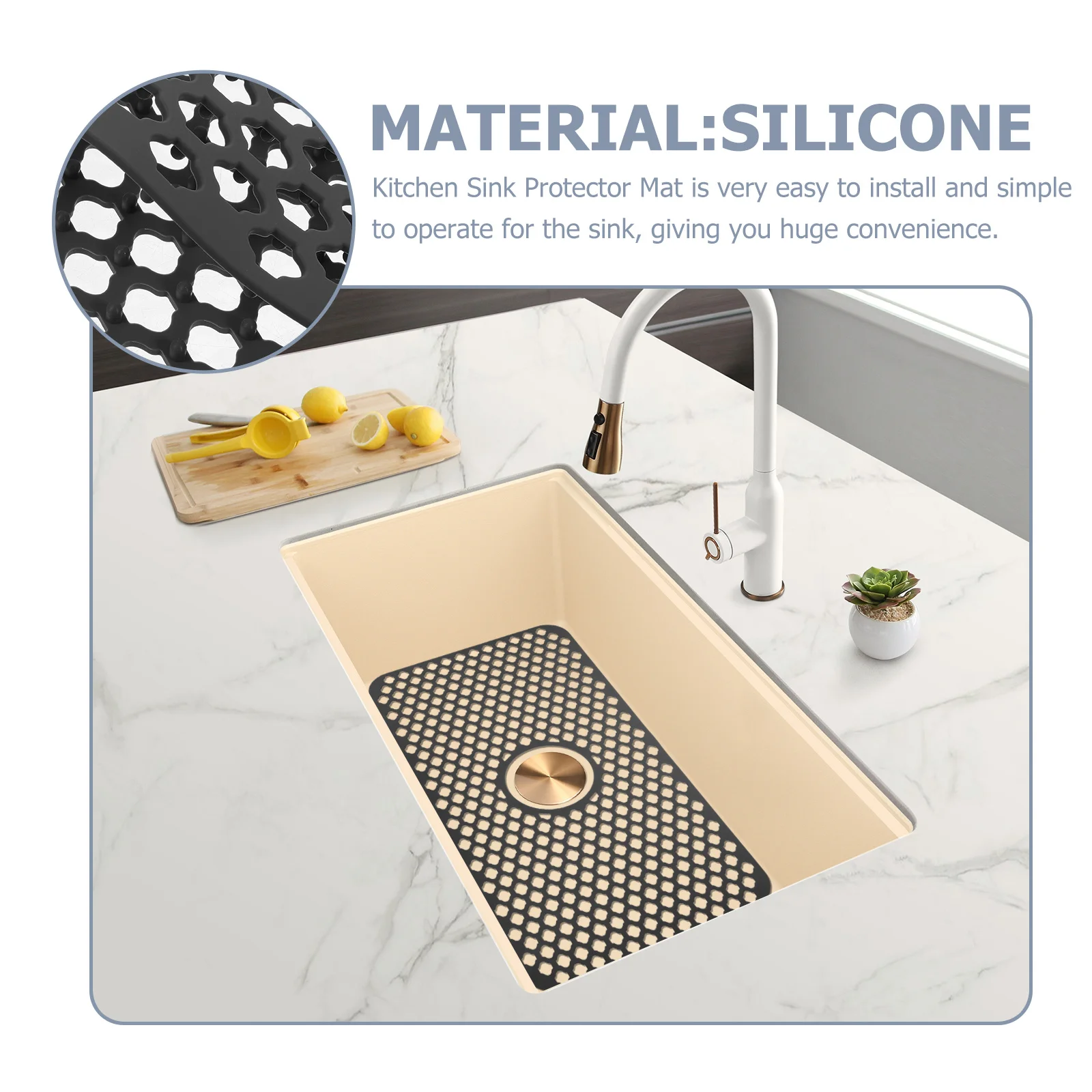 

Kitchen Sink Protector Mat Silicone Draining Mat Anti-Scalding Countertop Protection Easy to Install Clean Lightweight Flexible