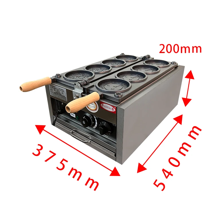 New Design Cast Iron Non-Stick Gold Coin Shaped Waffle Maker Electric 4 in 1 Coin Waffle Maker Machine for Sale