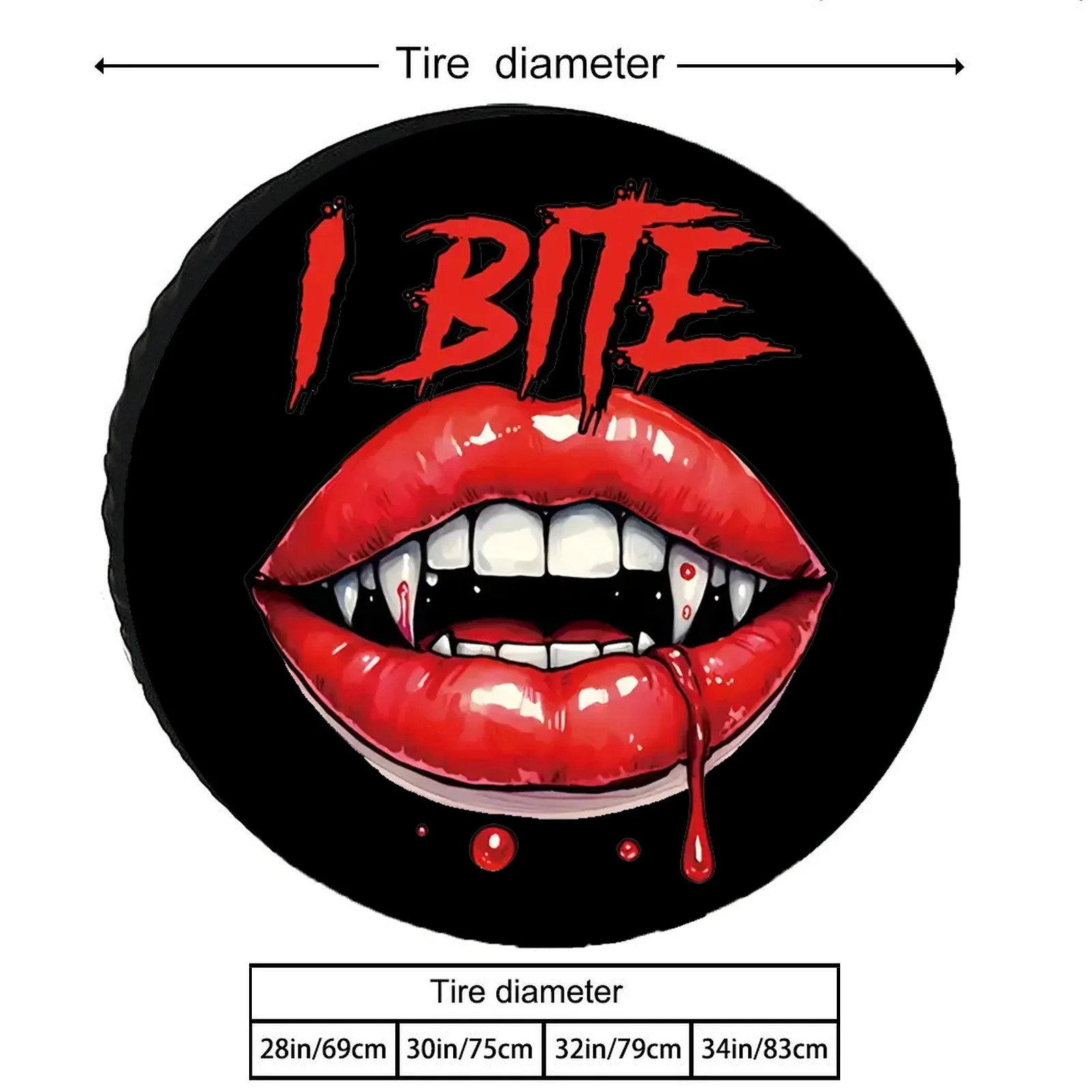 Vampire Red Lip Design, Stylish Tire Covers, Spare Tire Covers, Available In Various Styles And Sizes Suitable For Household Car