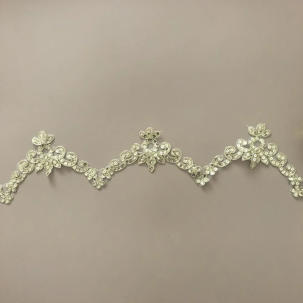 2Yards Oro Paillettes Lace Trim Fiore Del Nastro Applique Fatti A Mano FAI DA TE Materiale Abito Da Sposa Cucito Accessori Abbigliamento largo 7.5