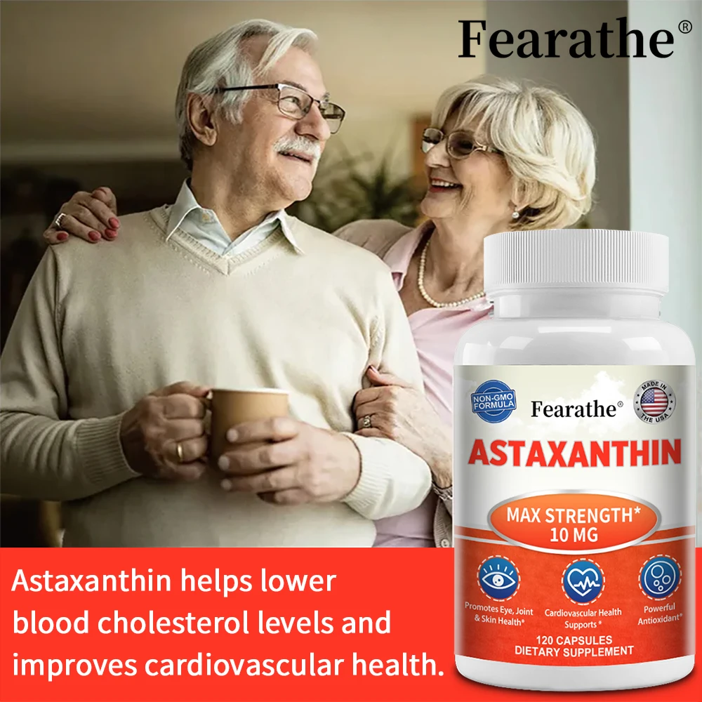 Fearathe Astaxanthin Capsules 10mg Promotes Cardiovascular Health and Accelerates Metabolism Supporting Eye, Joint & Skin Health